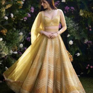 Women's Yellow Embroidered Lehenga Choli Set with Dupatta | Traditional Lehenga for Girls | Stylish Lehenga Choli for Haldi, Festive, Cultural & Ethnic Wear
